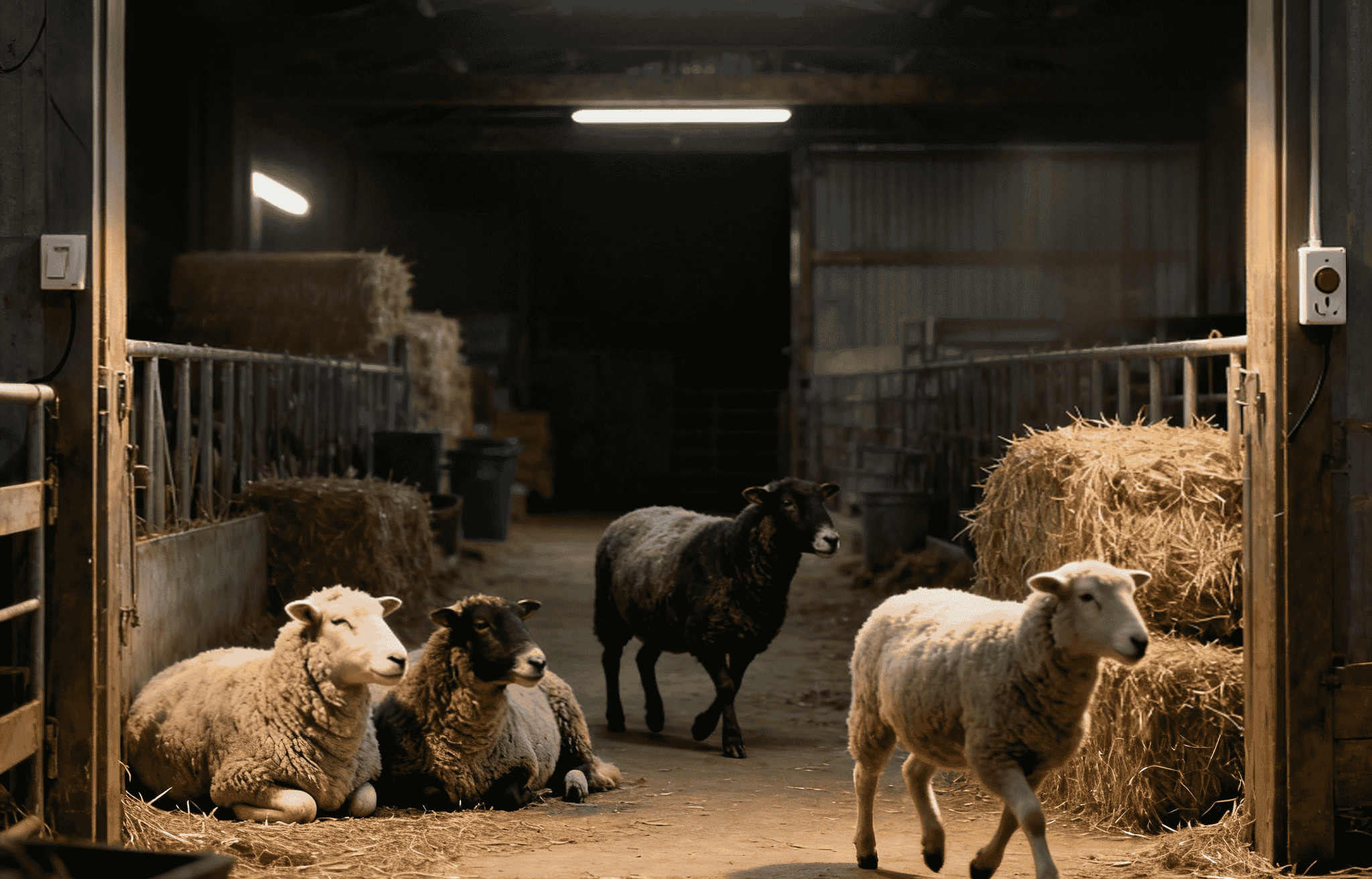 sheep barn lighting